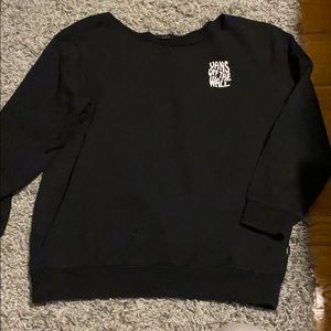 Off the shoulder cut vans crew neck